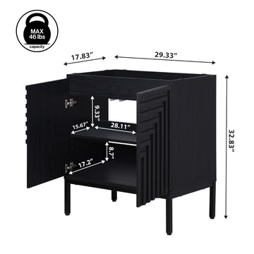 Rowan Geometric Modern Transitional 2-Shelf Bath Vanity Cabinet Only (Sink Basin Not Included)